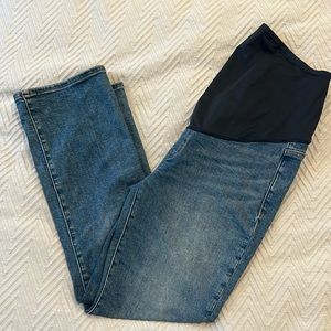 MADEWELL maternity over the belly kick out crop jeans Oneida wash size 28